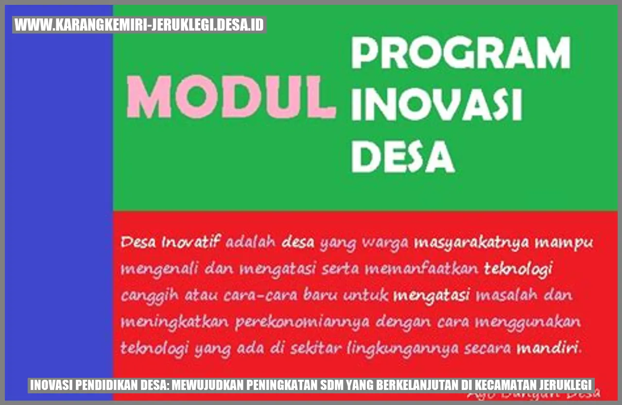 Inovasi Pendidikan Desa: Mewujudkan Peningkatan SDM yang Berkelanjutan di Kecamatan Jeruklegi
